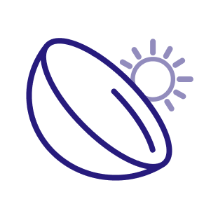 Icono de un lente de contacto con un sol